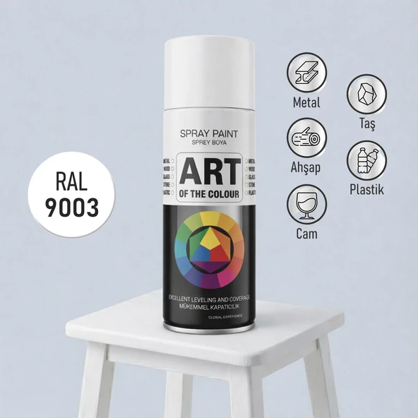 Beyaz Prof. Sprey Boya Metal Ahşap Taş Plastik ve Cam Yüzeylere Uygun Spray Boya 400 ml RAL9003 ürün görseli 1