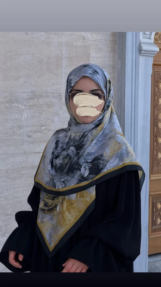 Pamuklu Soft Âlâ  Desen Eşarp-Siyah - Resim 6