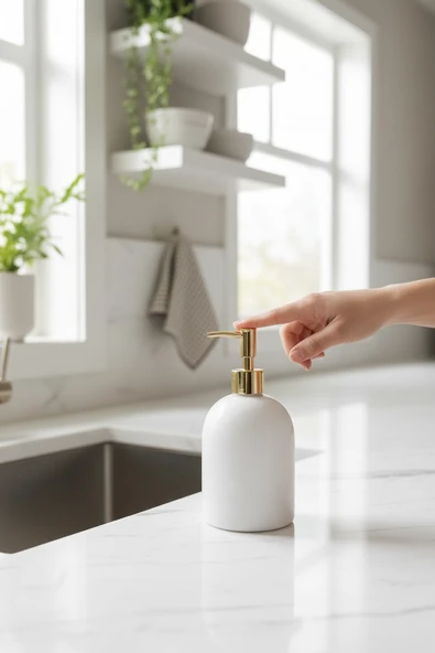 Akayev Mermer Beyaz Gold Banyo, Mutfak Sıvı Sabunluk ürün görseli 1
