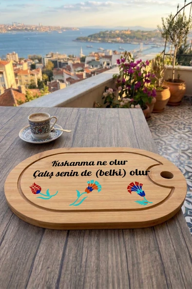 Kahve Keyfi Temalı Afilli Kahve Sunum Tablası (Figür 16) ürün görseli 1