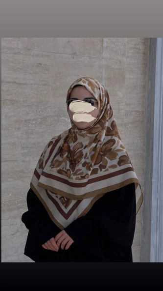 Pamuklu Soft Nazenin Desen Eşarp-Karamel - Resim 10
