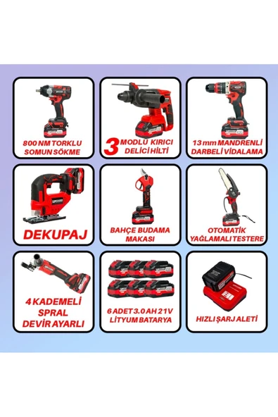 KİMMEER PLUS PRO 7 li set Fırçasız kömürsüz profesyonel ürün görseli 1