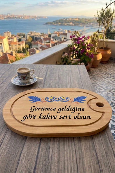Kahve Keyfi Temalı Afilli Kahve Sunum Tablası (Figür 20) ürün görseli 1