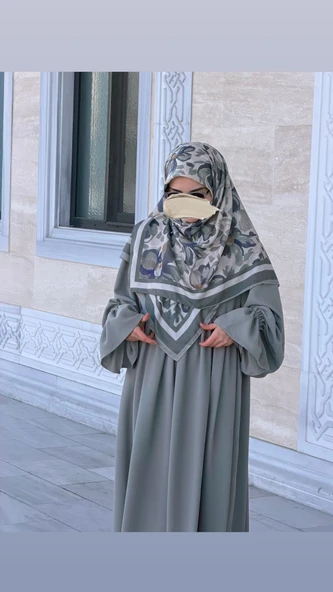 Pamuklu Soft Nazenin Desen Eşarp-Mint - Resim 12