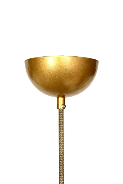 Dekoratif Sarkıt Avize Başlığı Takılabilir E27 Duy 70cm Metal Zigzag Kumaş Örgü Kablo Gold B01 - Resim 3