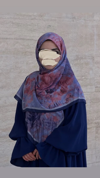 Pamuklu Soft Âlâ  Desen Eşarp-Morcivert - Resim 8