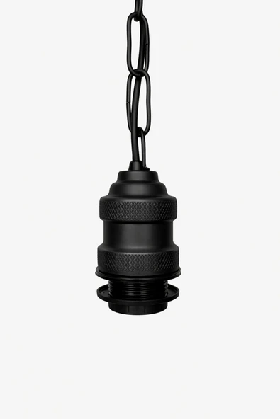 Dekoratif Sarkıt Avize Başlığı Takılabilir E27 Duy 60cm Metal Zincirli Siyah B06 - Resim 2