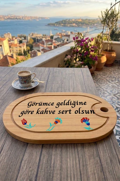 Kahve Keyfi Temalı Afilli Kahve Sunum Tablası (Figür 19) ürün görseli 1