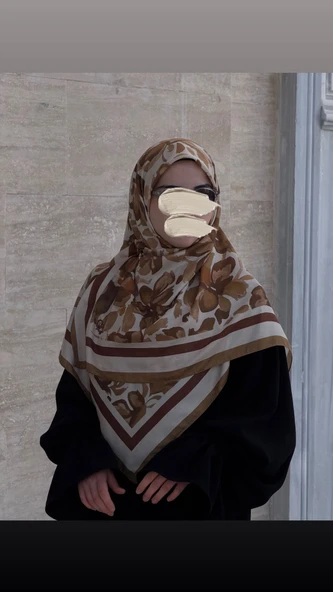 Pamuklu Soft Nazenin Desen Eşarp-Karamel - Resim 8