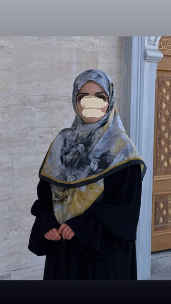 Pamuklu Soft Âlâ  Desen Eşarp-Siyah - Resim 9
