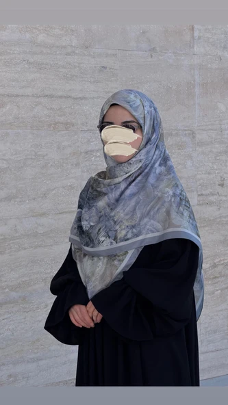 Pamuklu Soft Âlâ  Desen Eşarp-Gümüş - Resim 3