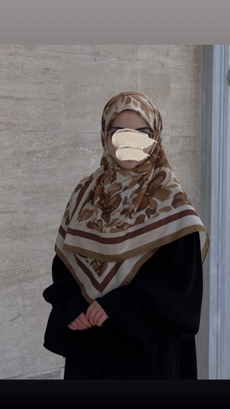 Pamuklu Soft Nazenin Desen Eşarp-Karamel - Resim 6