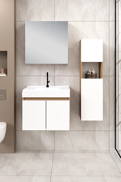 %100 MDF - 65 cm Saura Banyo Dolabı + 30 cm Saura Boy Dolabı ürün görseli 1