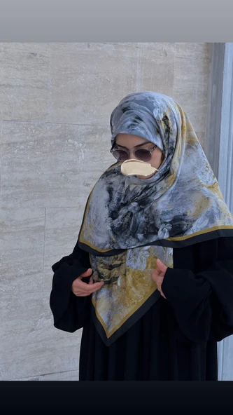Pamuklu Soft Âlâ  Desen Eşarp-Siyah - Resim 11