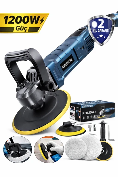 Kimmeer Plus 1200 W Profesyonel Polisaj Makinesi Seti  Devir Ayarlı  2 Yıl Garantili ürün görseli 1
