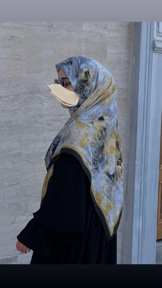 Pamuklu Soft Âlâ  Desen Eşarp-Siyah - Resim 4
