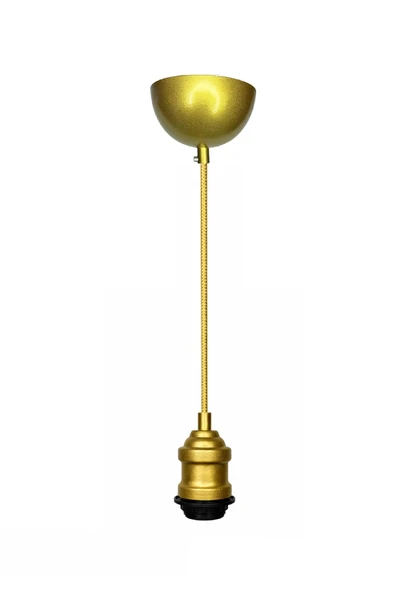 Dekoratif Sarkıt Avize Başlığı Takılabilir E27 Duy 70cm Metal Kumaş Örgü Kablo Gold B02 ürün görseli 1