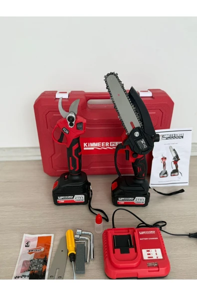Kimmeer Plus 21v Çift Akülü Çelik Şanzıman Dal Budama Makası&kendinden yağlamalı Testeresi 2 Li Set ürün görseli 1