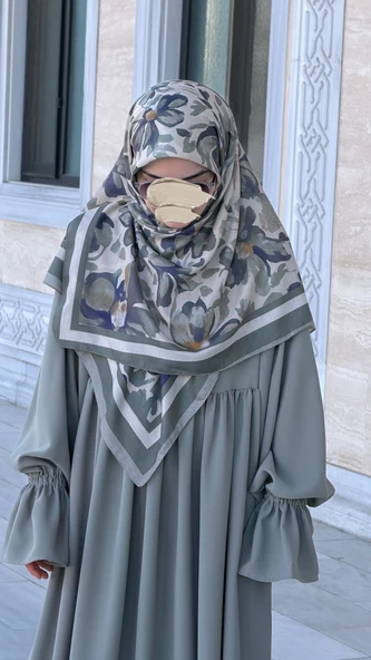 Pamuklu Soft Nazenin Desen Eşarp-Mint - Resim 9