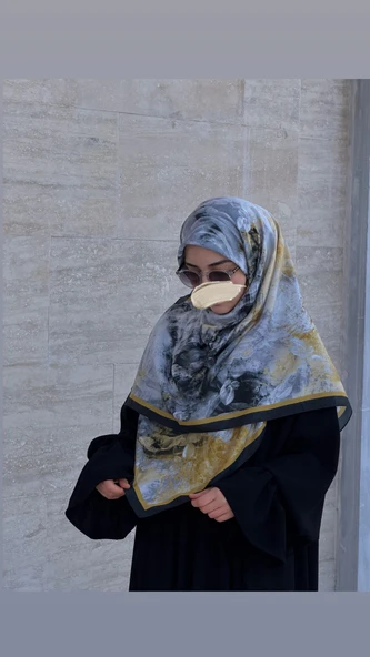 Pamuklu Soft Âlâ  Desen Eşarp-Siyah - Resim 12