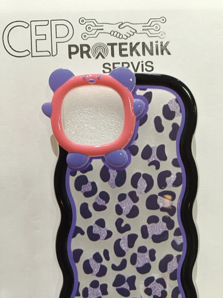 iPhone 14 kılıf şeffaf mor benekli - Resim 3