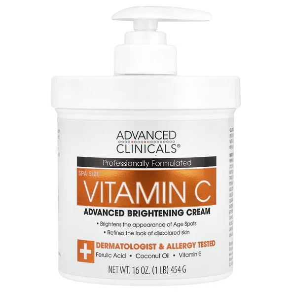 Advanced Clinicals, C Vitamini, Gelişmiş Aydınlatıcı Krem, 454 g ürün görseli 1