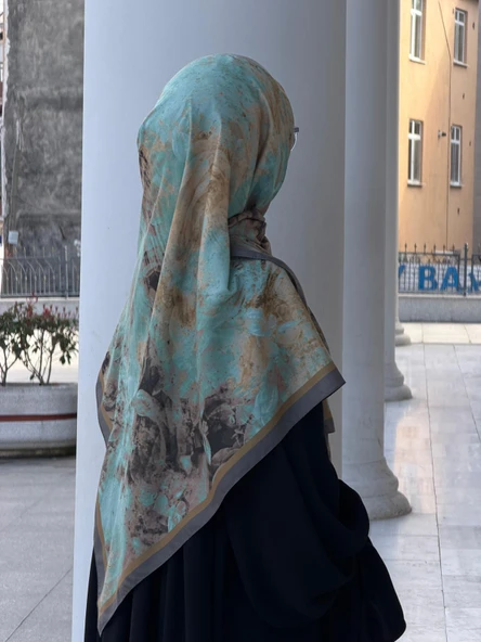 Pamuklu Soft Âlâ  Desen Eşarp-Su Yeşili - Resim 6
