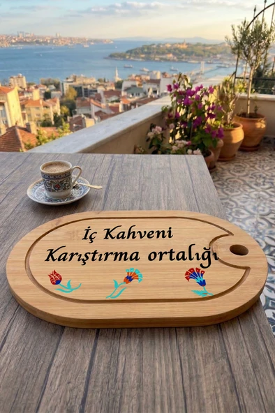 Kahve Keyfi Temalı Afilli Kahve Sunum Tablası (Figür 18) ürün görseli 1