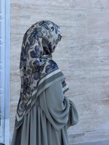 Pamuklu Soft Nazenin Desen Eşarp-Mint - Resim 5