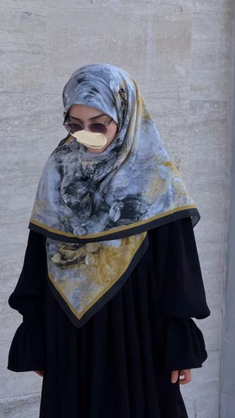 Pamuklu Soft Âlâ  Desen Eşarp-Siyah - Resim 8