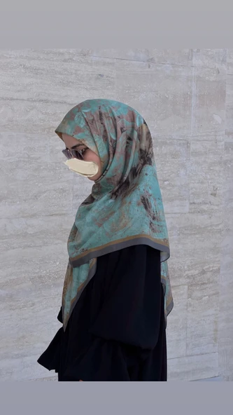 Pamuklu Soft Âlâ  Desen Eşarp-Su Yeşili - Resim 12