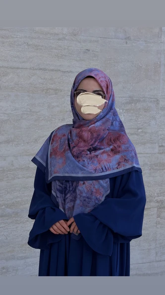 Pamuklu Soft Âlâ  Desen Eşarp-Morcivert - Resim 11