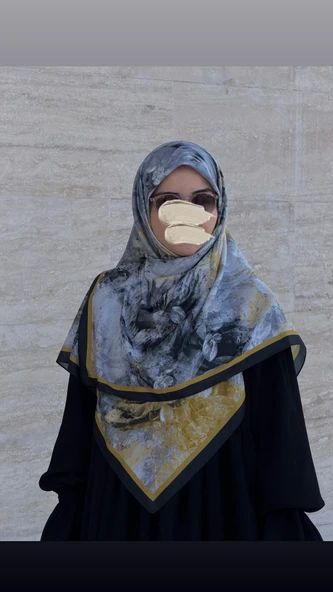 Pamuklu Soft Âlâ  Desen Eşarp-Siyah - Resim 5