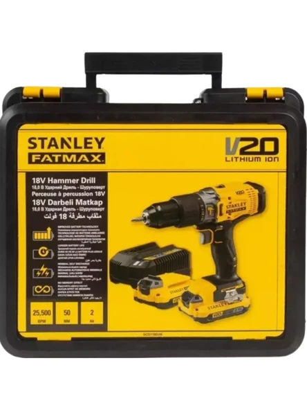 Stanley SCD718D2K 18 V Çift Akülü 2 Ah Darbeli Matkap ürün görseli 1