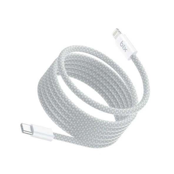 Bix T4CL-WT 1 Metre Beyaz 27W Type C to Lightning Şarj Kablosu, Manyetik Tasarımlı Örgülü Hızlı Şarj ve Data Kablosu, (Tüm Lightning iphone ve ipad ile Tam Uyumluluk) ürün görseli 1