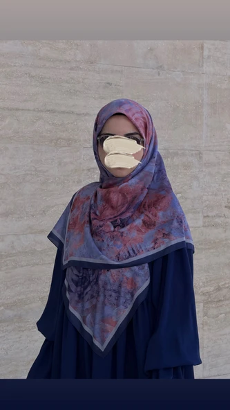 Pamuklu Soft Âlâ  Desen Eşarp-Morcivert - Resim 9
