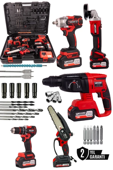 Kimmer Plus 21V 5’li Akülü Set | Taşlama – Hilti – Testere – Vidalama | Profesyonel Seri ürün görseli 1