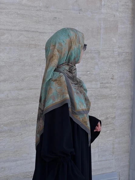 Pamuklu Soft Âlâ  Desen Eşarp-Su Yeşili - Resim 7