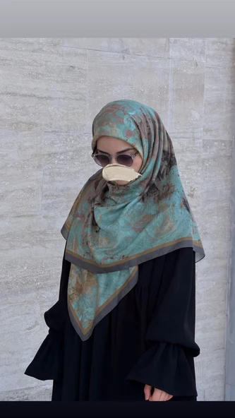 Pamuklu Soft Âlâ  Desen Eşarp-Su Yeşili - Resim 11