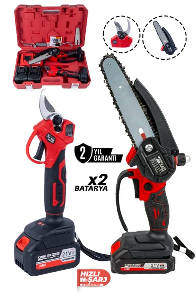 Kimmeer Plus 18v Çift Akülü Çelik Şanzıman Dal Budama Makası & Testeresi 2 Li Set ürün görseli 1