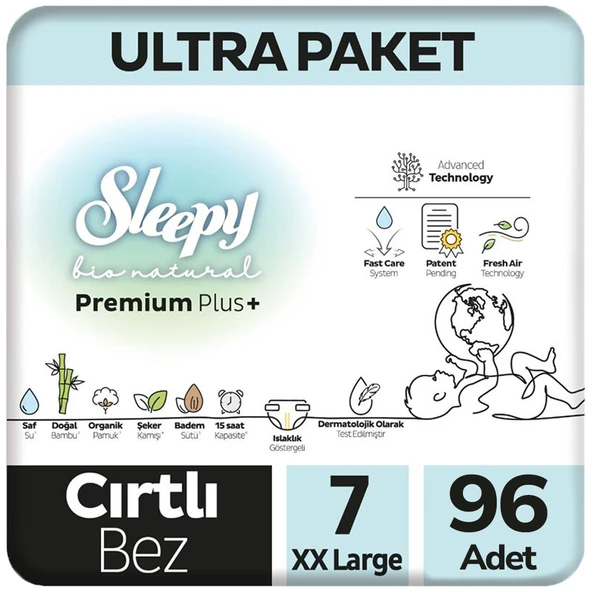 Sleepy 7 Beden Bio Natural Bebek Bezi Ultra Paket 48x2 96 Adet ürün görseli 1