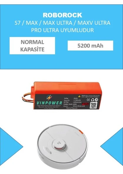 Vin Power Roborock S7 Robot Süpürge Uyumlu Batarya (Normal Kapasite) ürün görseli 1