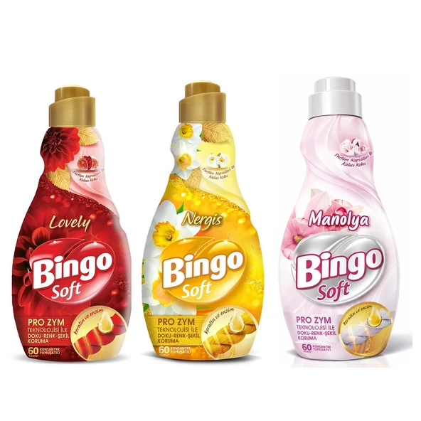 Bingo Soft Konsantre Yumuşatıcı 1440 ml Lovely-Nergis-Manolya 3 lü Set ürün görseli 1