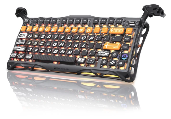 GRAVASTAR GS-K1-PRO-BO-BLK Mercury K1 Pro RGB Kablosuz Mekanik, Alüminyum Çerçeveli, İngilizce Q, Cyberflare  Klavye ürün görseli 1