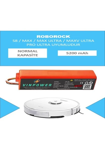 Vin Power Roborock S8 Robot Süpürge Uyumlu Batarya (Normal Kapasite) ürün görseli 1