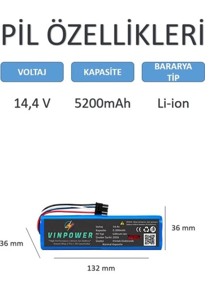 Xıaomı Mop 2 Pro + 3D robot Süpürge Batarya 5200 Mah - Resim 5