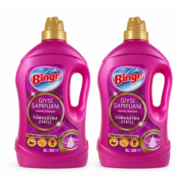 Bingo Giysi Şampuanı Yumuşatma Etkili 3 lt x 2 Adet ürün görseli 1