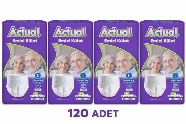 Actual Emici Külot 30'lu 4 Adet Large Yetişkin Hasta Bezi ürün görseli 1