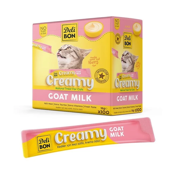 Delibon Creamy Keçi Sütlü Sıvı Kedi Ödülü 15 Gr 100'lü Paket ürün görseli 1