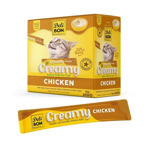Delibon Creamy Tavuklu Sıvı Kedi Ödülü 15 Gr 100'lü Paket ürün görseli 1